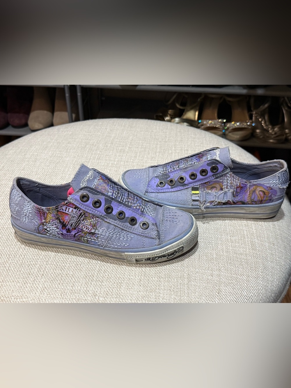 Ed Hardy Women's Purple Graphic Sneakers